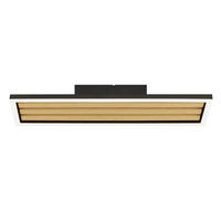LED DECKENLEUCHTE Calma Schwarz/Holz 16/55/5 cm - Multicolor, Holz (16/55/5cm) - Brilliant