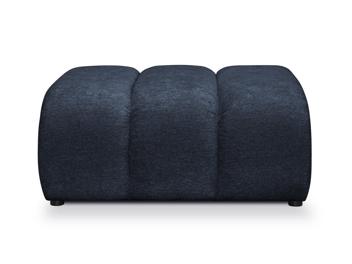 POUF Chenille Stoff Blau - Blau/Schwarz, Holzwerkstoff/Kunststoff (94/40/89cm) - Makamii