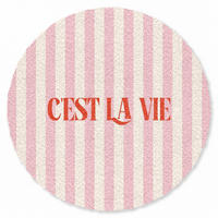 FUSSMATTE Zartrosa – Rot – Streifen – C'est La Vie 120x120 cm - Rosa, Kunststoff (120/0.4cm) - MuchoWow