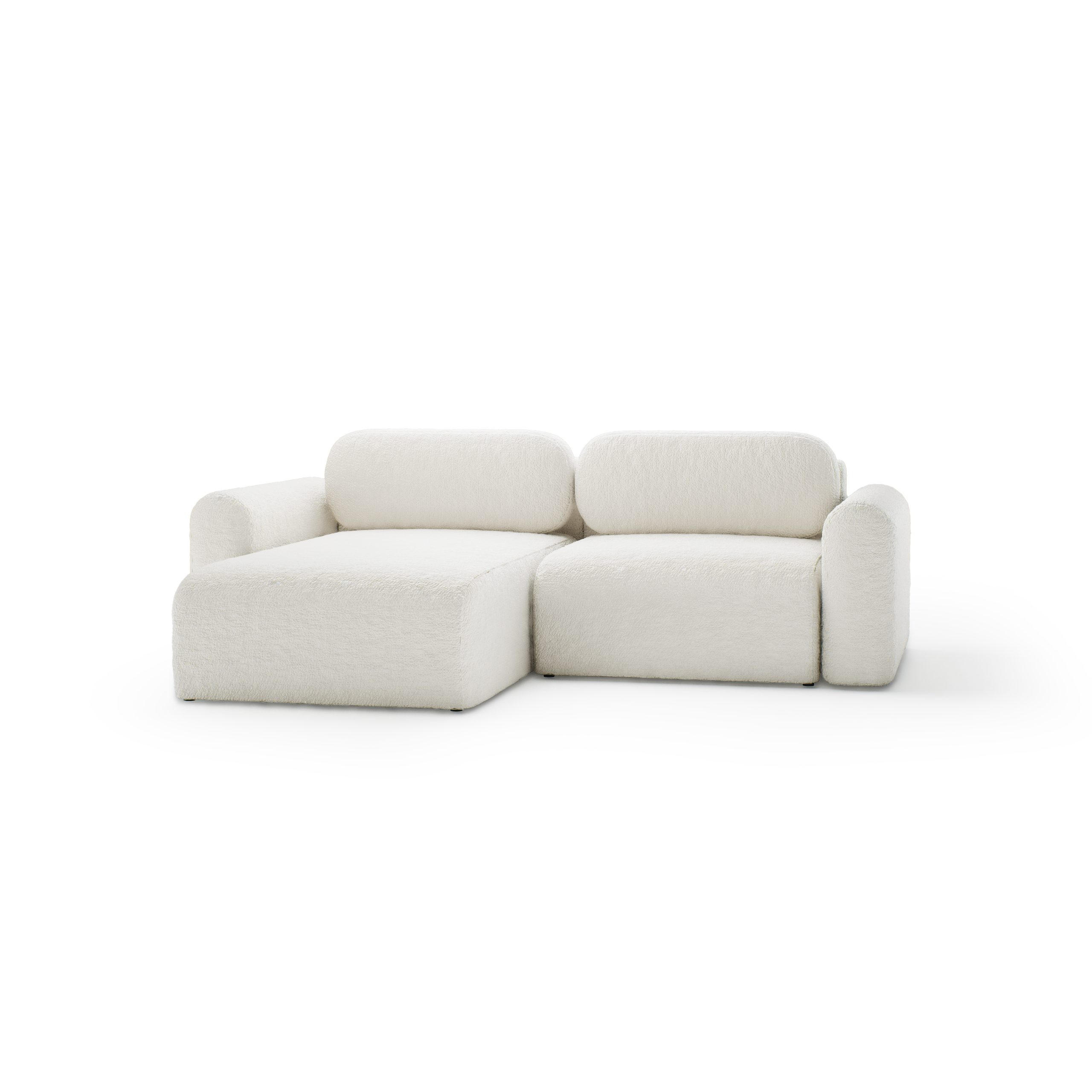 ECKSOFA mit Schlaffunktion Thekla Mini, Creme - Creme, Textil (246/100cm) - Fedve