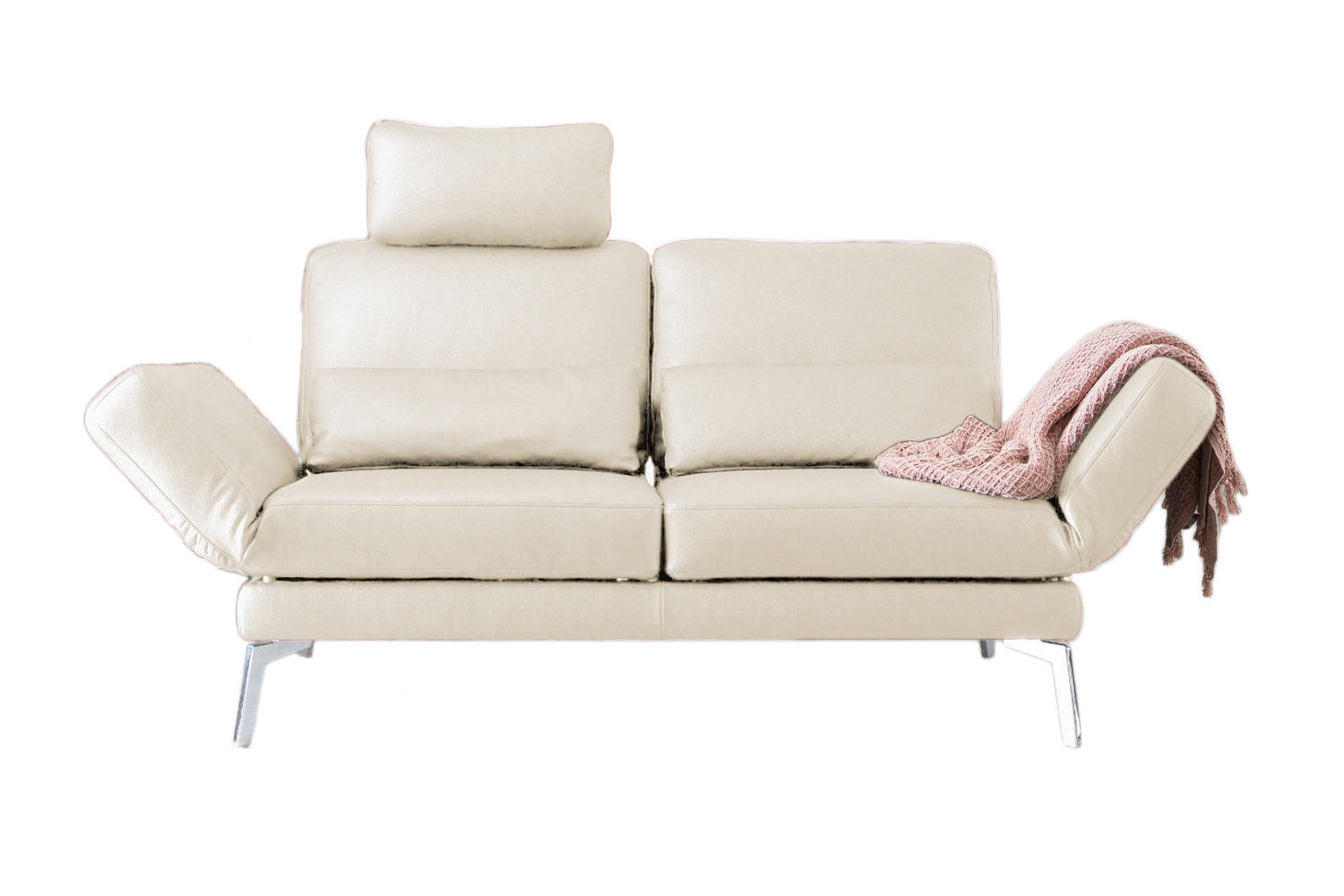 LEDERSOFA HURRICANE Weiß Leder - Silberfarben/Weiß, Leder (170/87/141cm) - KAWOLA