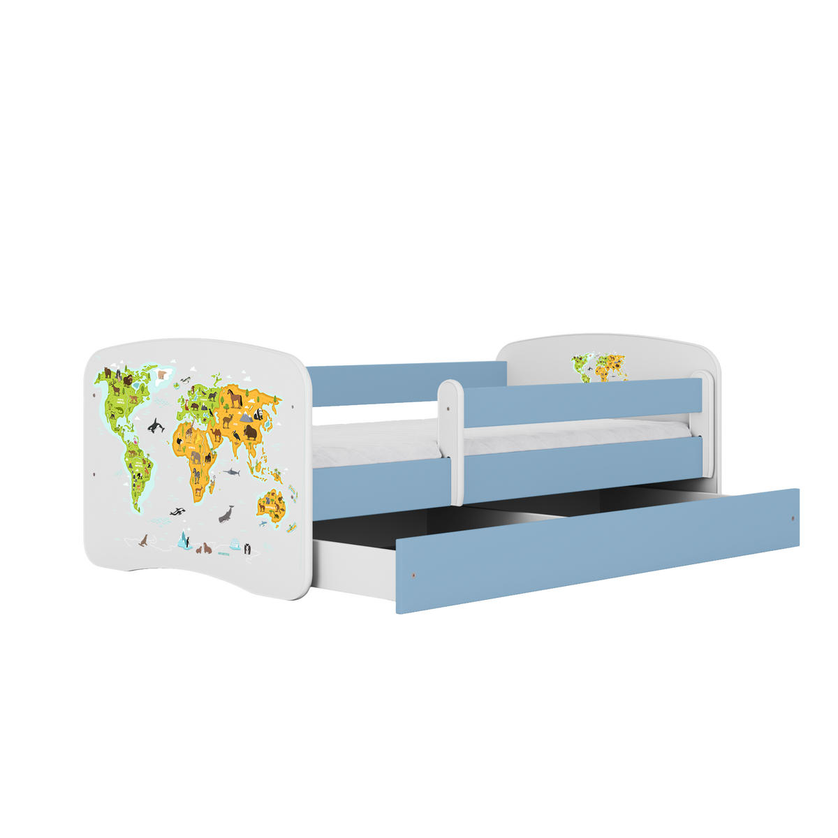 KINDERBETT Karte mit Schublade und Matratze 160/80 - Blau, Holzwerkstoff (80/160cm) - RAUMHIRSCH FURNITURE