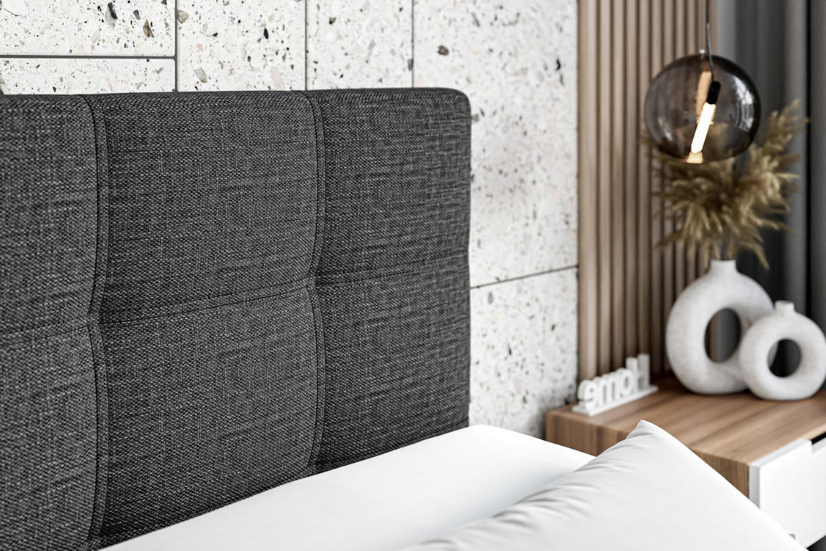 BOXBETT mit Matratze H3 und Lattenrost - MARCE - 90x200 - Links Dunkelgrau - Dunkelgrau, Holzwerkstoff (90/200cm) - ALTDECOR