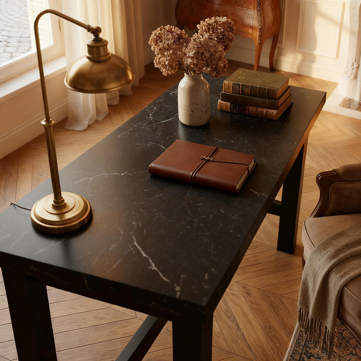 SCHREIBTISCH THOR 120/60/77 cm - Anthrazit/Schwarz, Holzwerkstoff/Metall (60/120/77cm) - DUBI Möbel