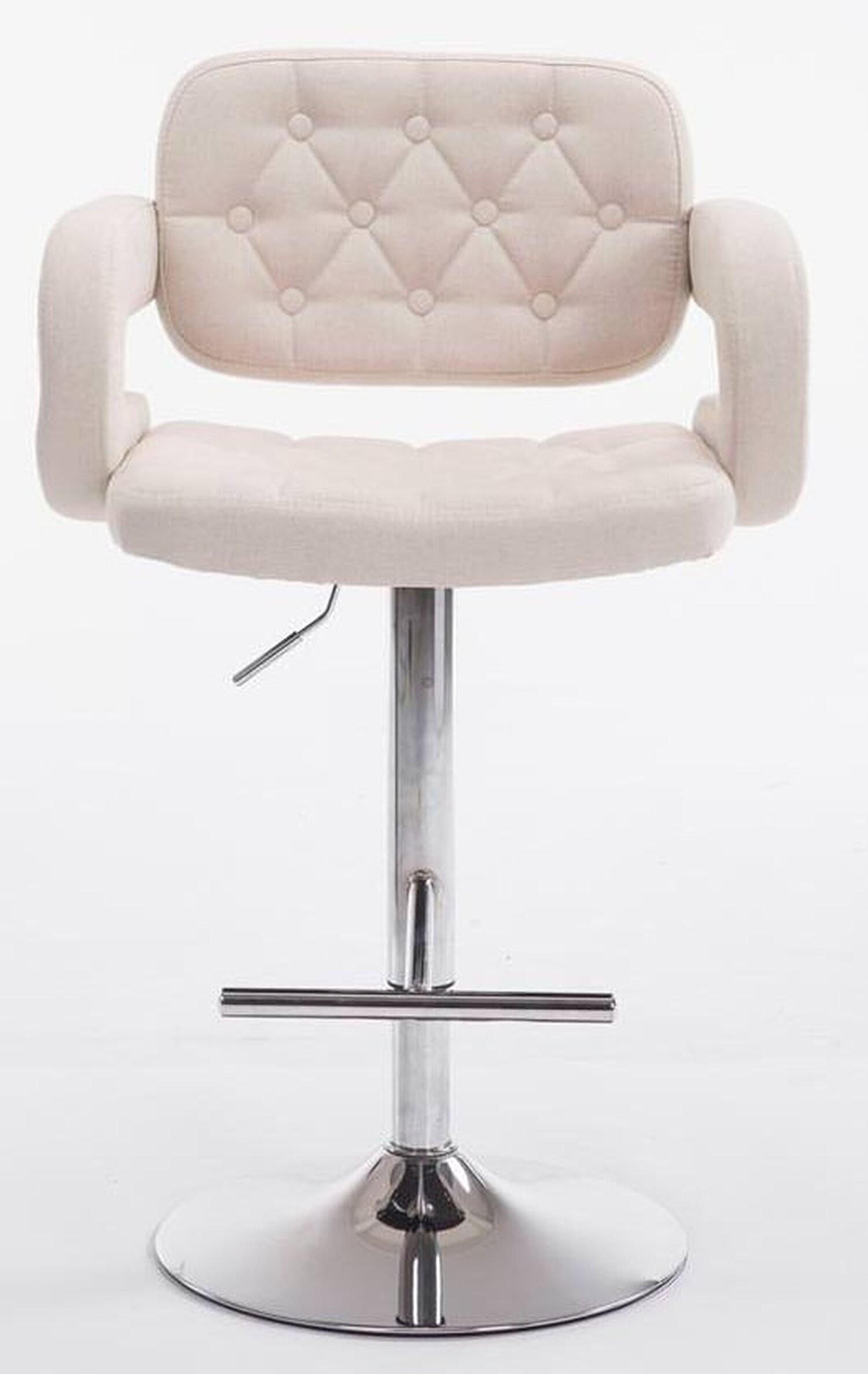 BARHOCKER Dubai, 2er Set, Gestell Metall in Chromoptik, Stoff Beige - Chromfarben/Creme, Textil/Metall (52/100/55cm) - TPFLiving