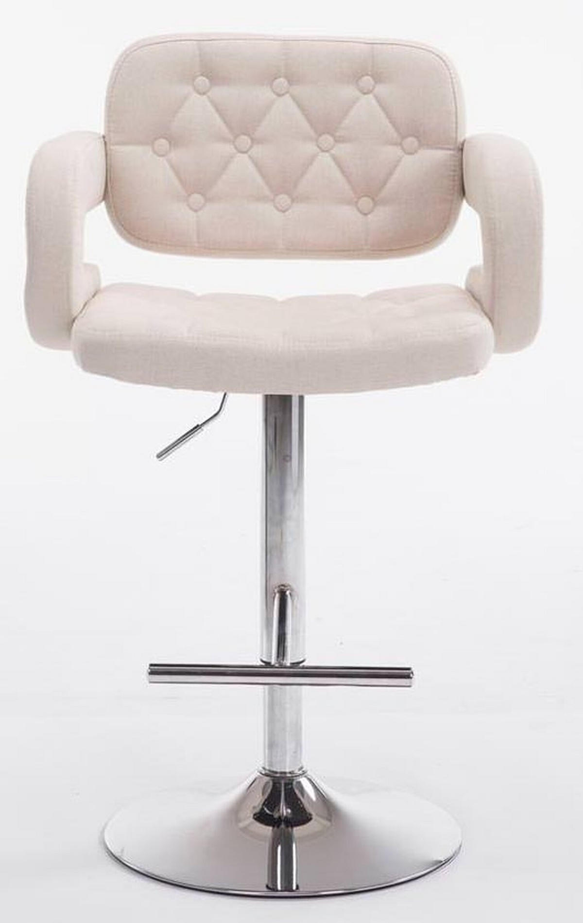 BARHOCKER Dubai, 2er Set, Gestell Metall in Chromoptik, Stoff Beige - Chromfarben/Creme, Textil/Metall (52/100/55cm) - TPFLiving