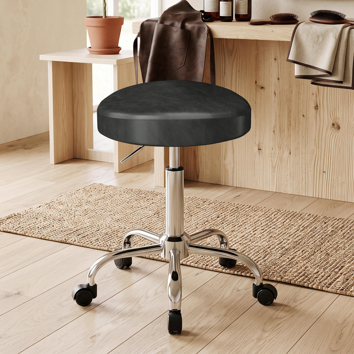 SALONGSPALL PU metall svart - Kromfärg/Svart, Läder/Metall (34.5/67.5/39cm) - HOMCOM