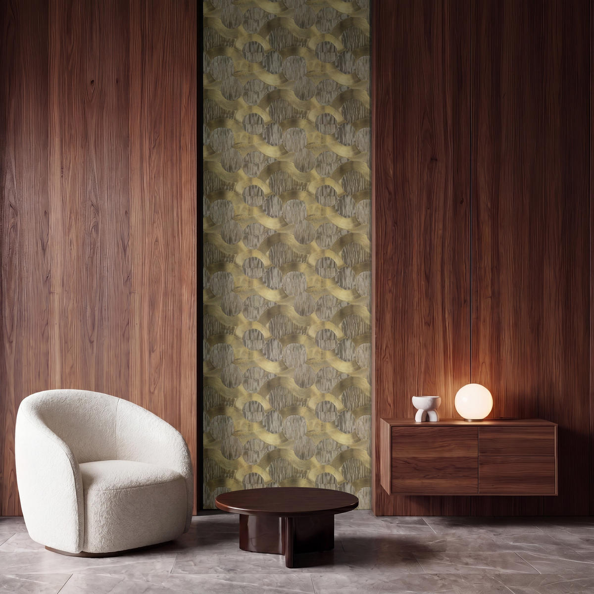 TAPETE - Modern - Geometrisch - Gold - 100x280 cm - Goldfarben, Papier (100/280cm) - OnlyWow