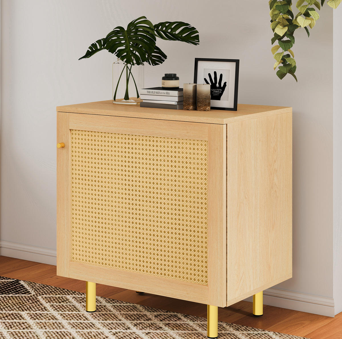 SIDEBOARD 60/40/63 cm aus MDF mit Rattangeflecht-Tür Natur - Naturfarben, Holzwerkstoff (60/63/40cm) - Modenvie