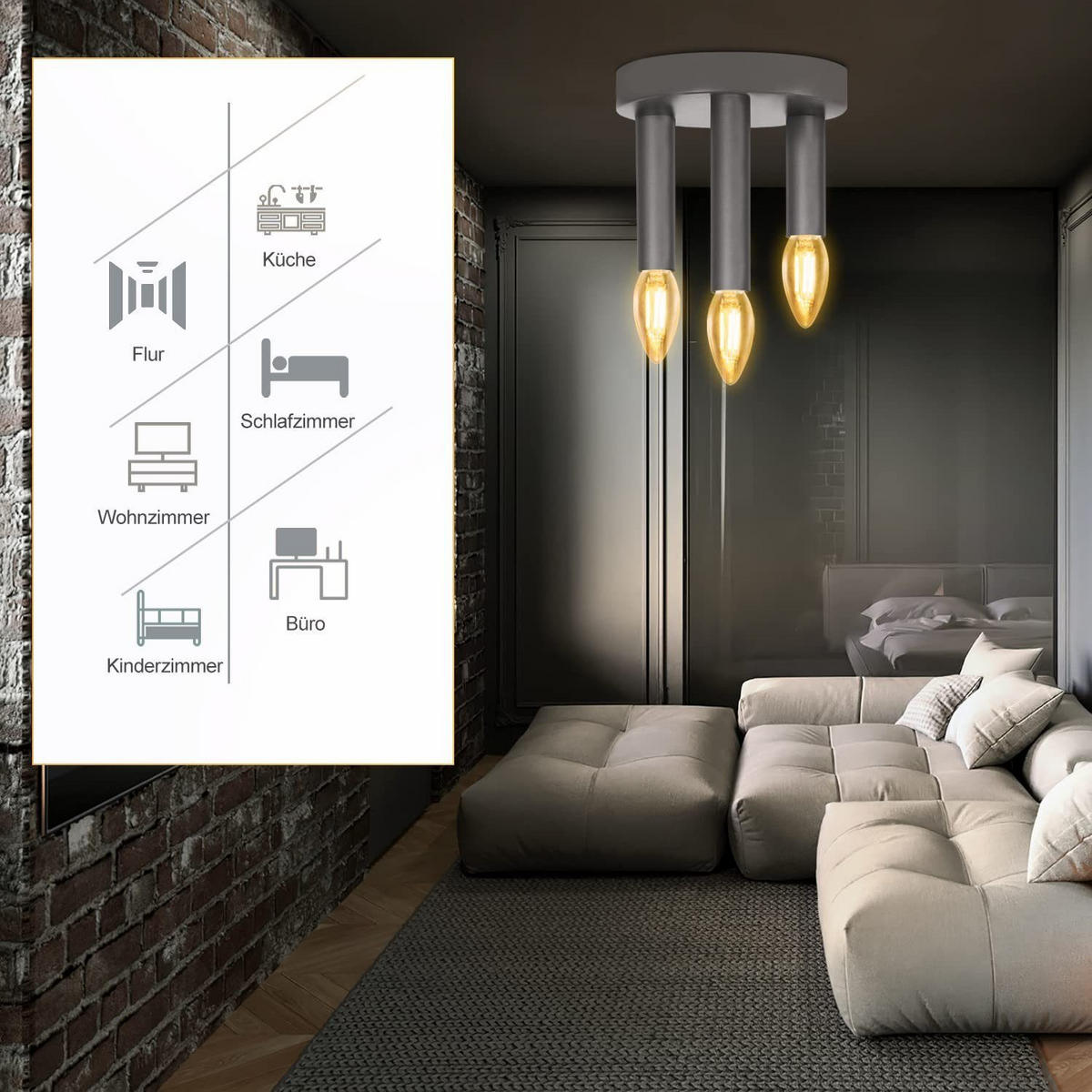 DECKENSTRAHLER Scheinwald 15/14.5/15 cm - Weiß, Metall (15/15/14.5cm) - ZMH