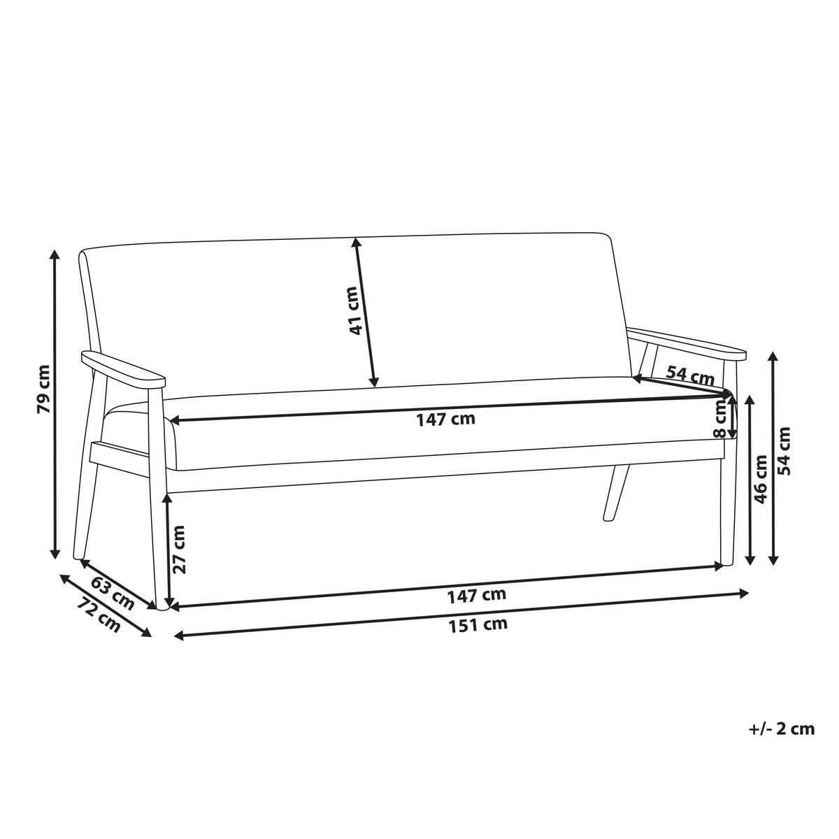 SOFA 3-Sitzer Dunkelbraun/Grün Esrum - Dunkelbraun/Grün, Holz/Textil (151/79/72cm) - Beliani