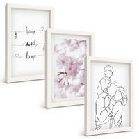 BILDER SET 3er Set - 20x30 cm Weißer Rahmen - Blumenfamilie minimalistisch - Weiß, Kunststoff (20/30cm) - TULUP
