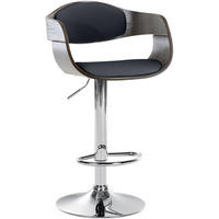 BARHOCKER Kingston 88-102 cm schwarz/grau - Schwarz/Grau, Leder (50/88/48cm) - furnicato