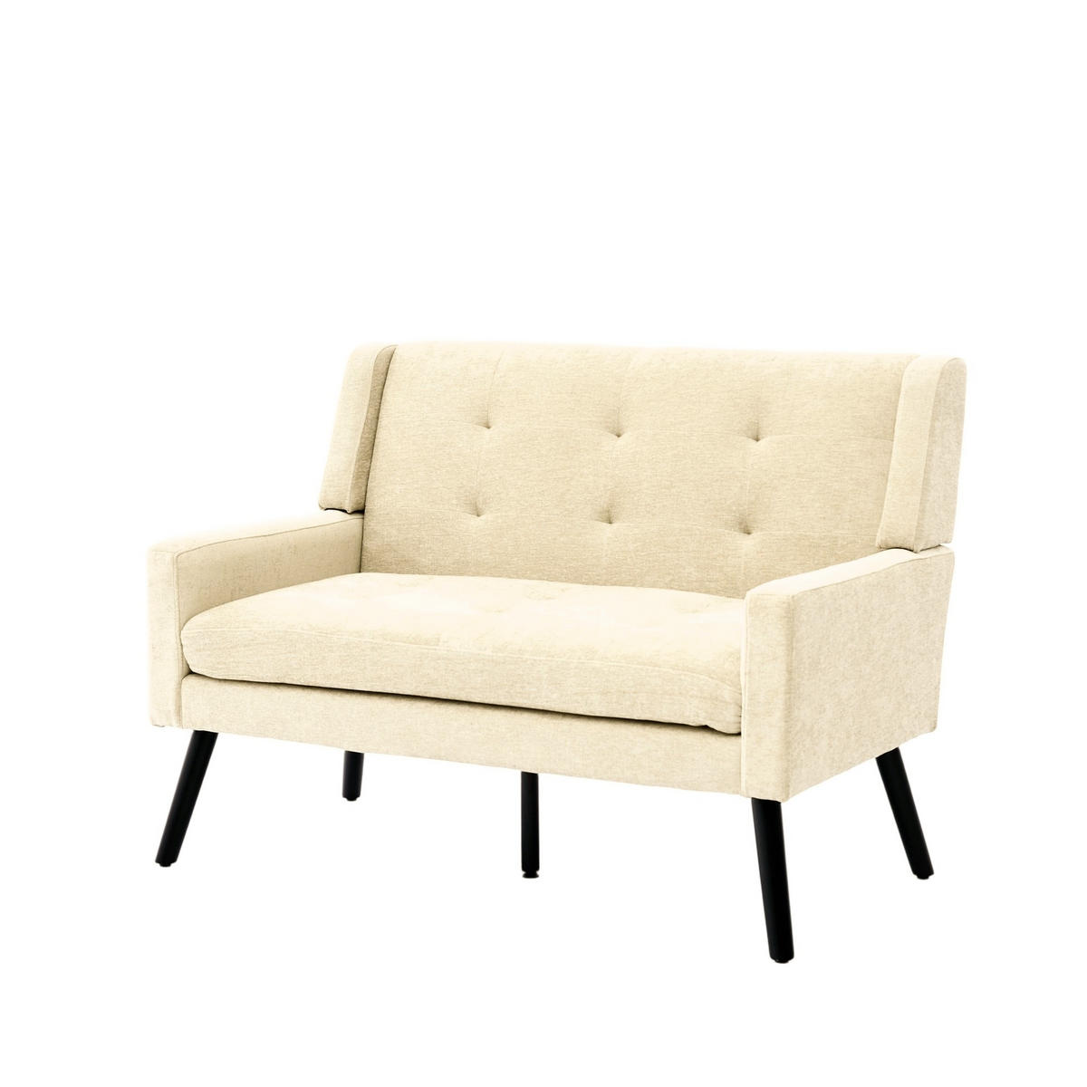 2-SITZER-SOFA Massivholz,dicke Schaumfüllung,Leinenstoff,Beige - Beige, Textil (119/88/75cm) - LVHOM