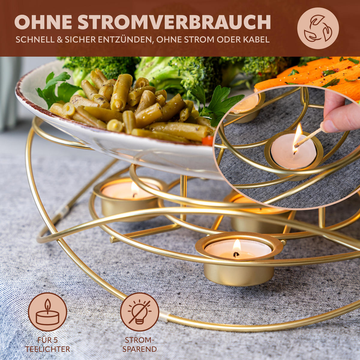 SPEISEWÄRMER, Gold - Goldfarben, Metall (30/8cm) - bremermann