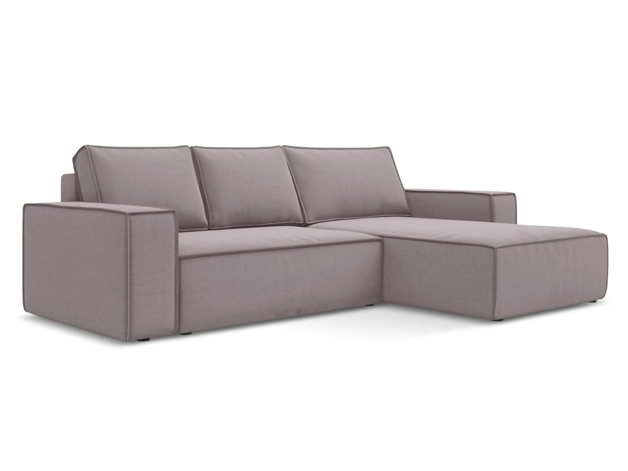ECKSOFA mit Schlaffunktion Samt Stoff Violett - Lila/Flieder, Kunststoff/Textil (290/185cm) - Makamii
