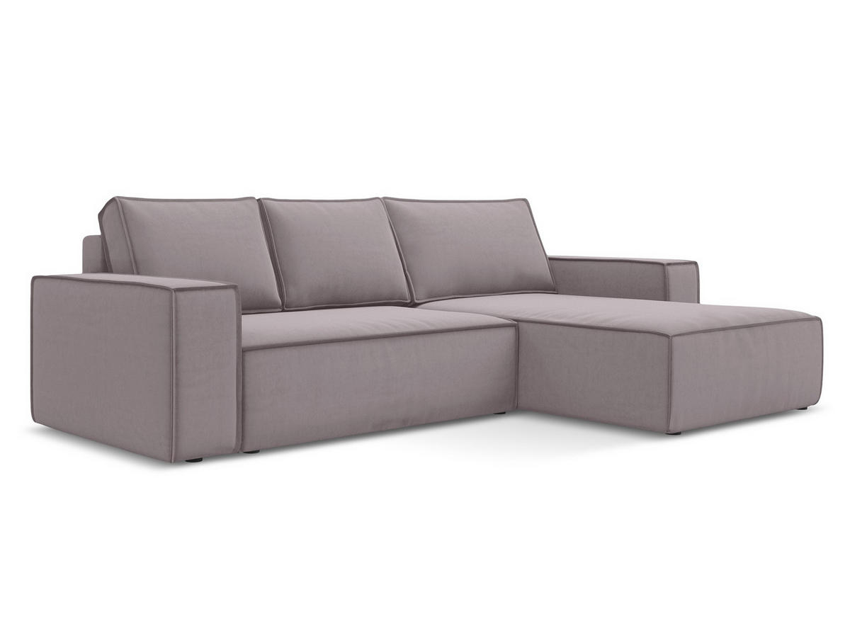 ECKSOFA mit Schlaffunktion Samt Stoff Violett - Lila/Flieder, Kunststoff/Textil (290/185cm) - Makamii