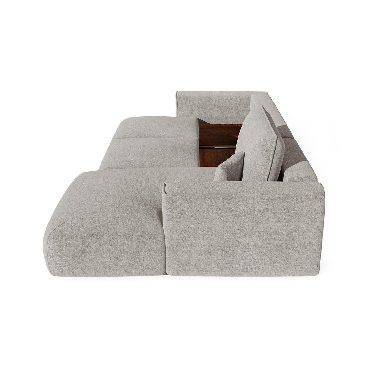 ECKSOFA rechtwinklig COMO Bouclé-Stoff Hellgrau 297cm - Hellgrau/Grau, Textil (297/167cm) - Premium Interiors