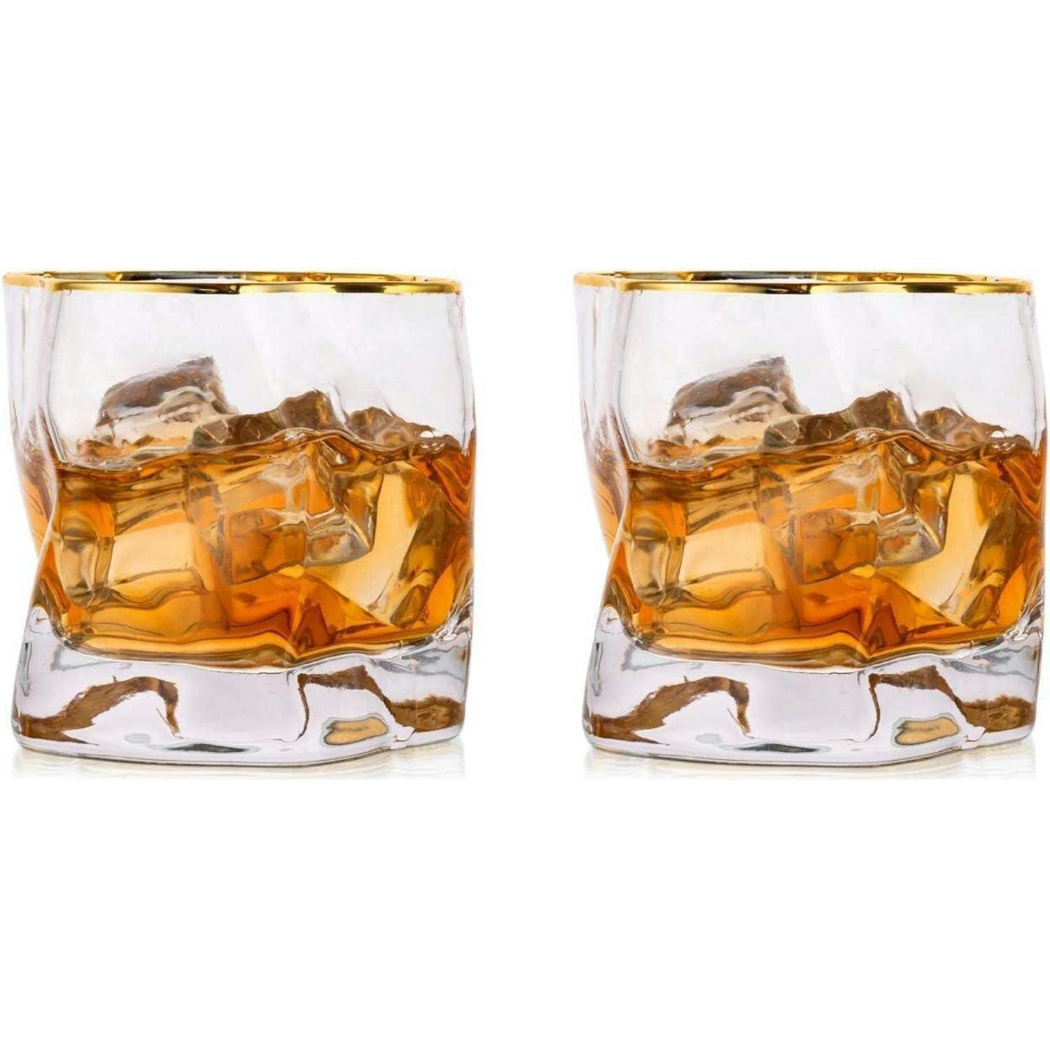 WHISKYGLÄSER 2er Set mit Goldrand Klar - Transparent, Glas (0.25L)