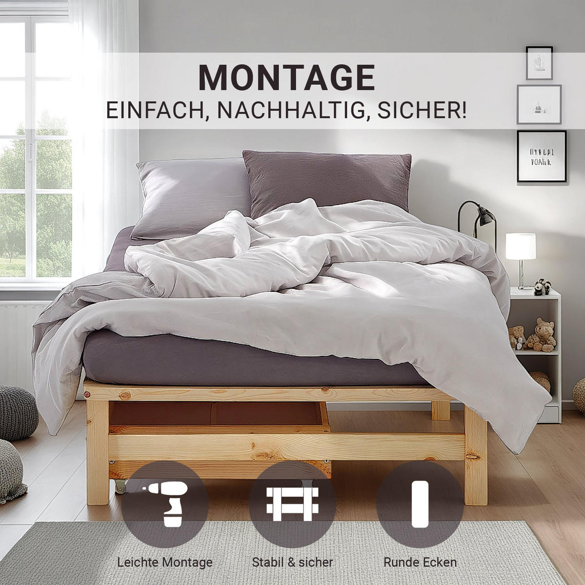 STAURAUMBETT 100/200 cm natur + Lattenrost - Braun, Holz (100/200cm) - Homestyle4u