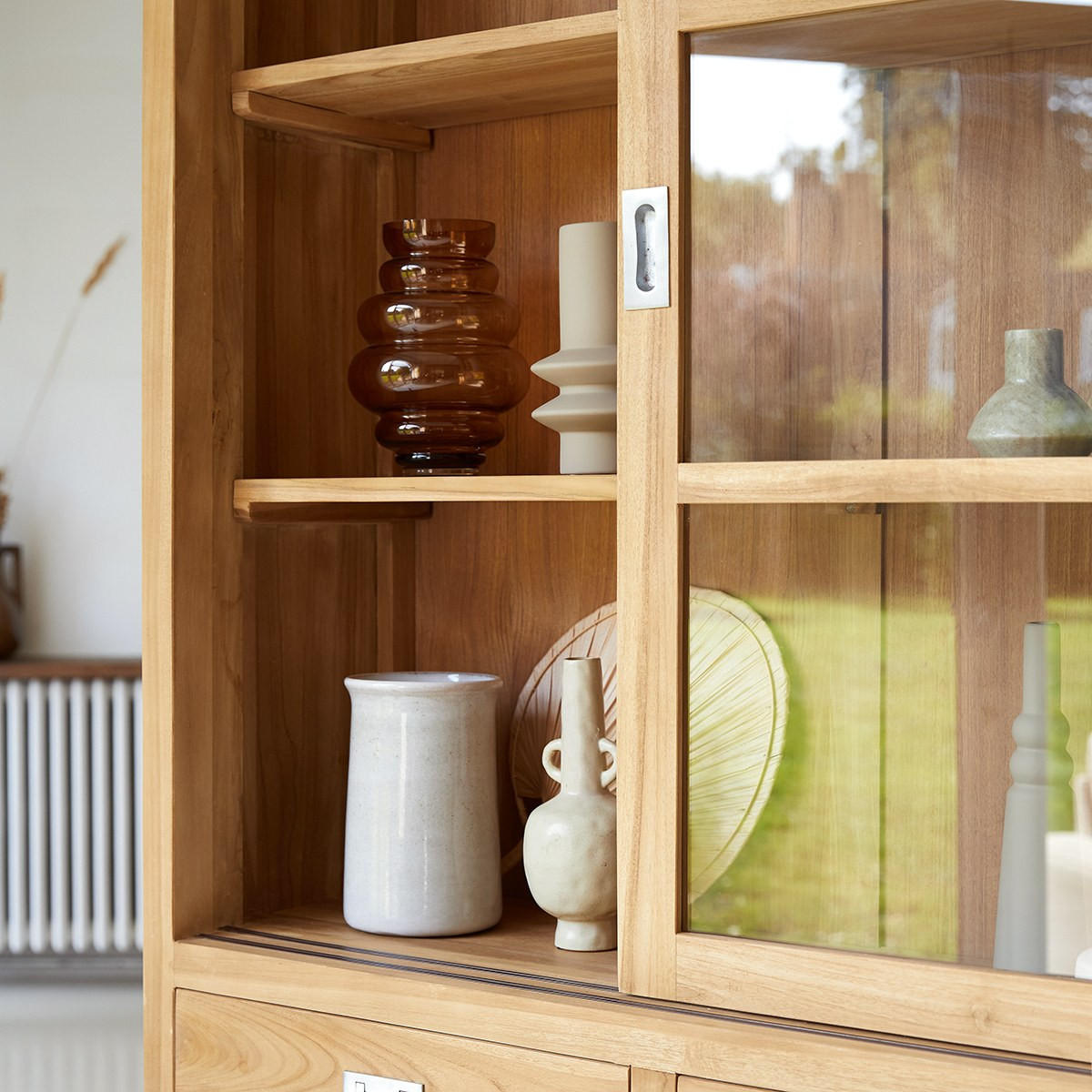 GESCHIRRSCHRANK Coffee Tek Natur aus Teak - Naturfarben, Holz (162/210/46cm) - Tikamoon