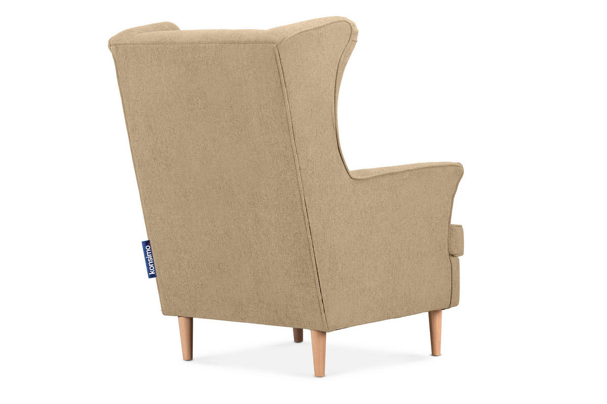 OHRENSESSEL STRALIS inklusive dekorativem Kissen, Creme - Creme, Textil (82/108/80cm) - KONSIMO®