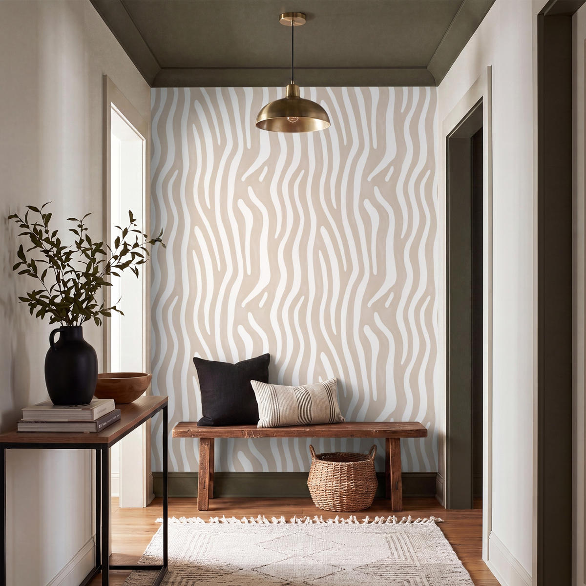 TAPETE - Abstrakt - Zebra - Beige - 160x220 cm - Beige, Papier (160/220cm) - OnlyWow