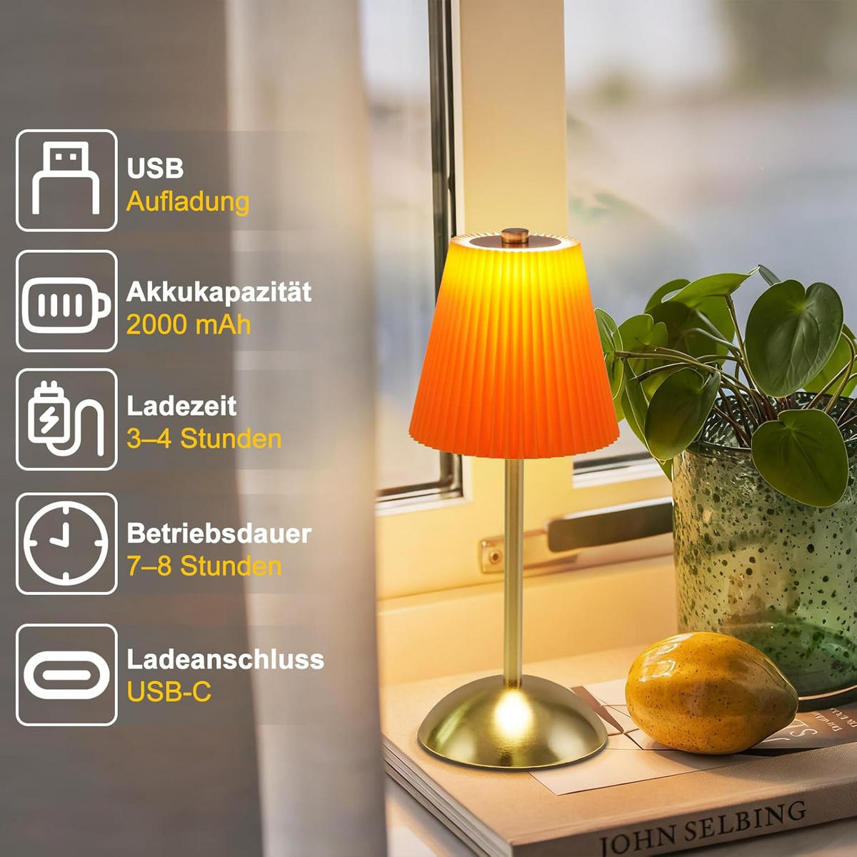 LED stolní lampa BROWN III 12/12/30 cm (sada 2 ks) - pomerančová, kov (12/12/30cm) - Nettlife