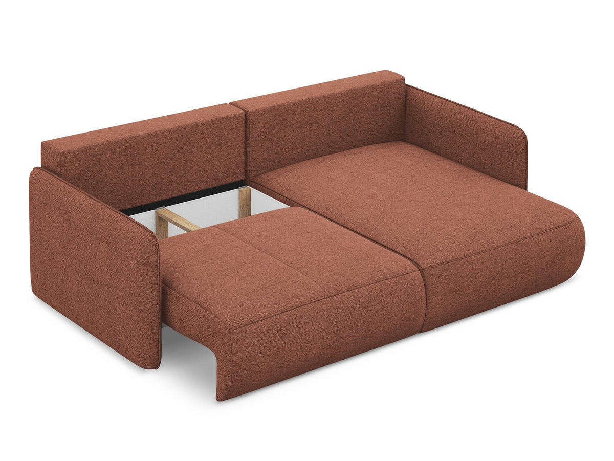 ECKSOFA mit Schlaffunktion Chenille Stoff Pink - Pink/Hellrosa, Kunststoff/Textil (207/148cm) - Makamii