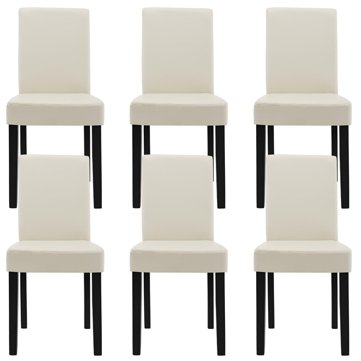 ESSZIMMERSTUHL-SET 6 TLG. Hamburg - Creme, Holz (42/90/48cm) - [en.casa]