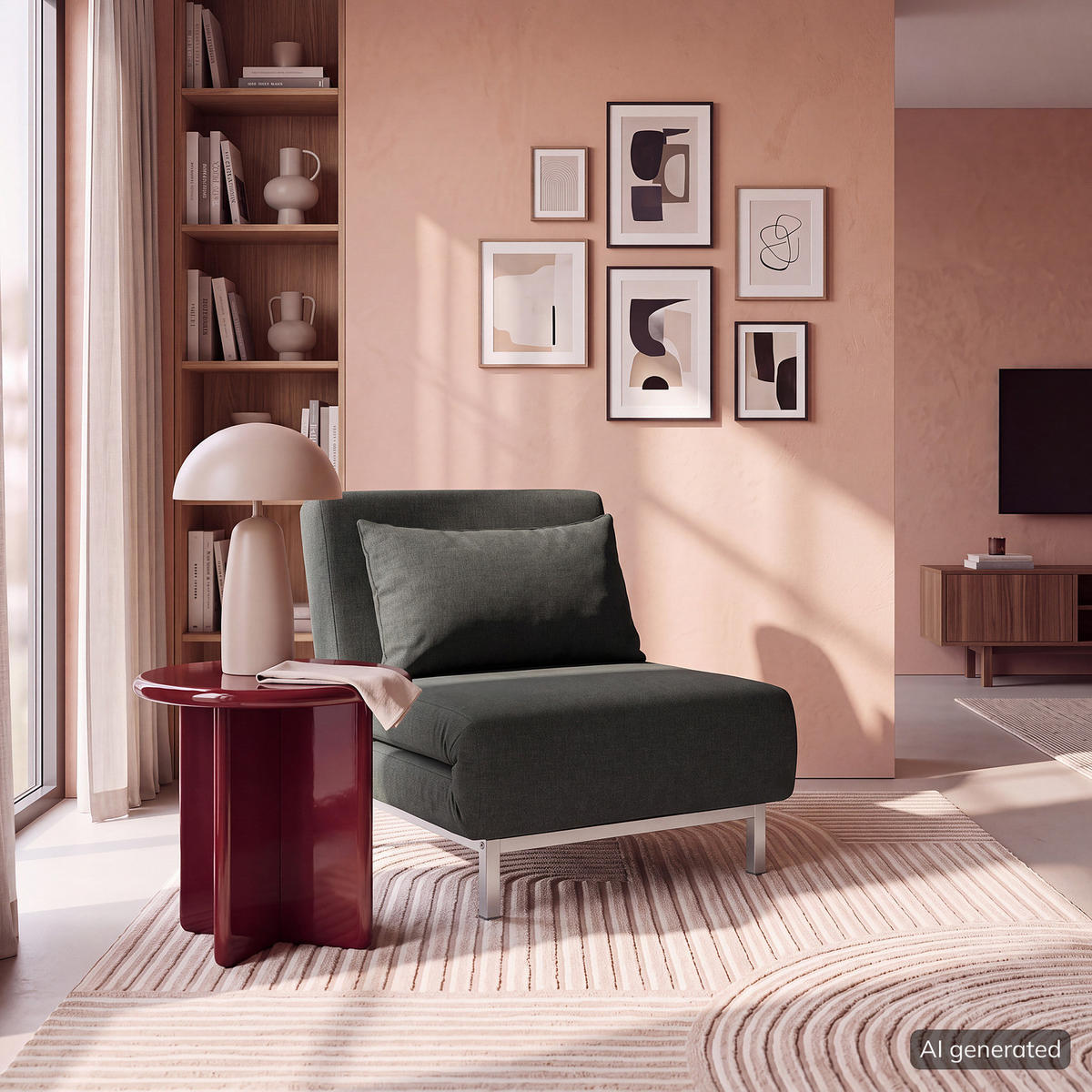 SCHLAFSESSEL - Dunkelgrau/Silberfarben, Textil/Metall (77/78/85cm) - home24