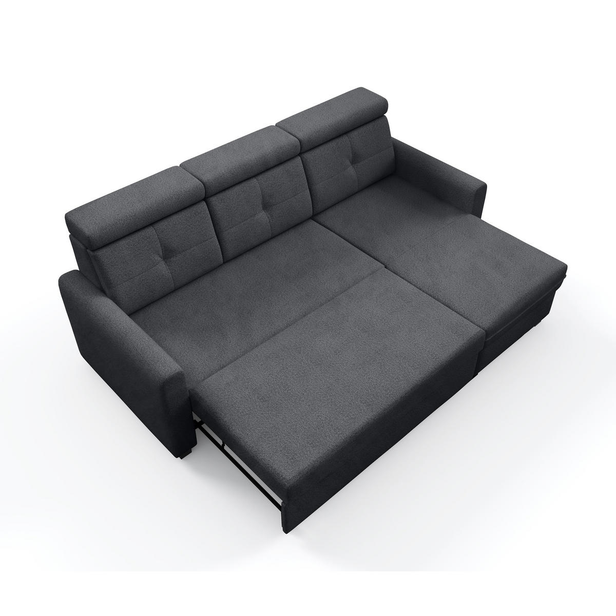 ECKSCHLAFSOFA Milano, Dunkelgrau, rechts - Dunkelgrau/Schwarz, Textil (217/166cm) - Beautysofa