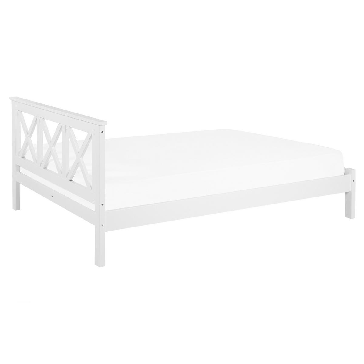BETT mit Lattenrost 160x200 cm Weiß Tannay - Weiß, Holz (160/200cm) - Beliani