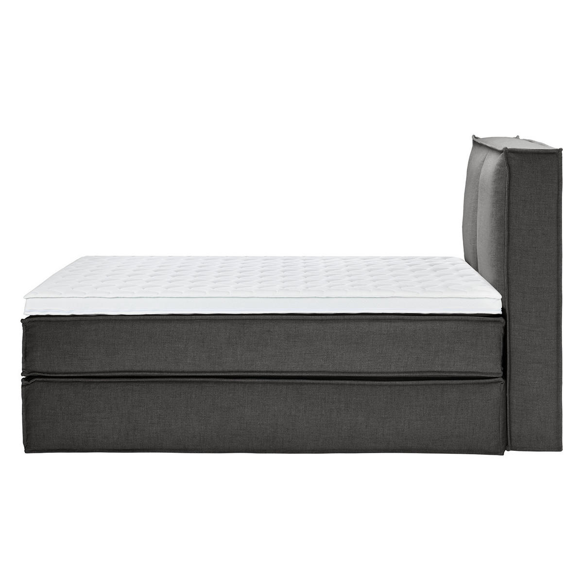 BOXSPRINGBETT mit Kopfteil - Premium - Anthrazit, Textil (140/220cm) - home24