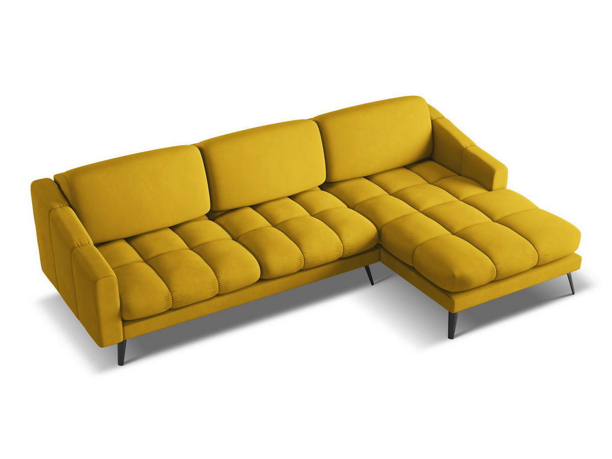 ECKSOFA Rechts Chenille Stoff Gelb - Currygelb/Gelb, Textil/Metall (264/160cm) - Makamii
