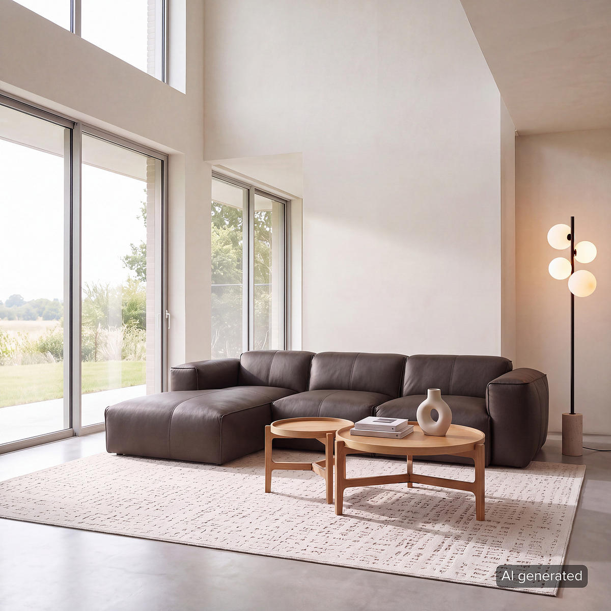 3-SITZER ECKSOFA mit Longchair - Dunkelbraun/Schwarz, Leder/Kunststoff (284/173cm) - home24