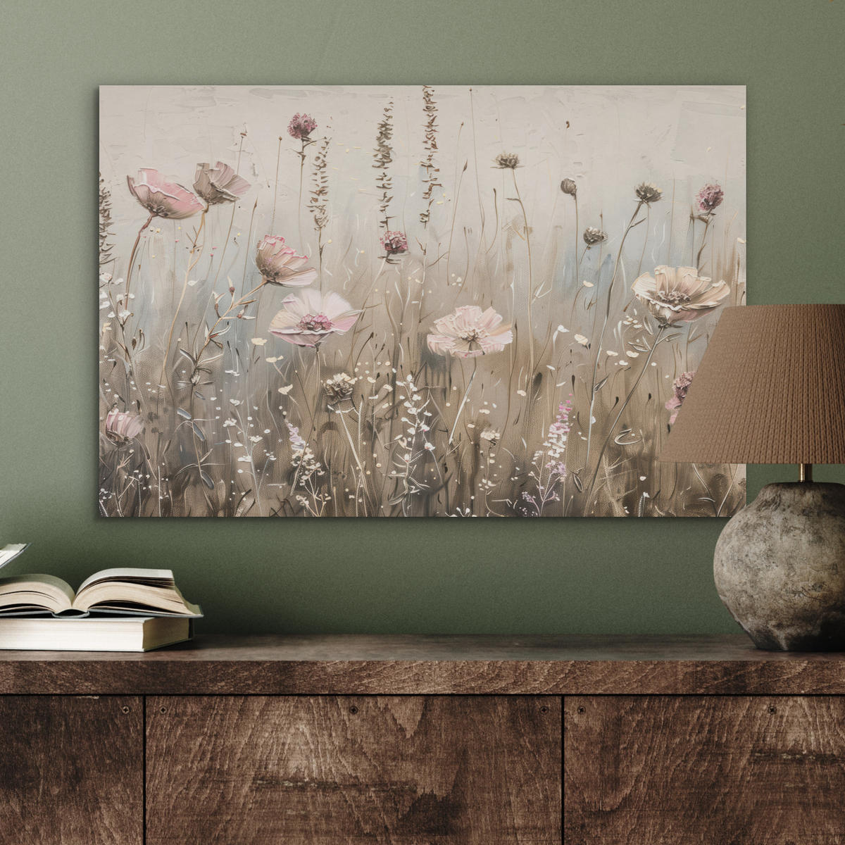 AKUSTIKBILD Blumen - Rosa - Modern - Beige Wanddeko 70x50 cm - Beige, Kunststoff (70/50/0.9cm) - MuchoWow