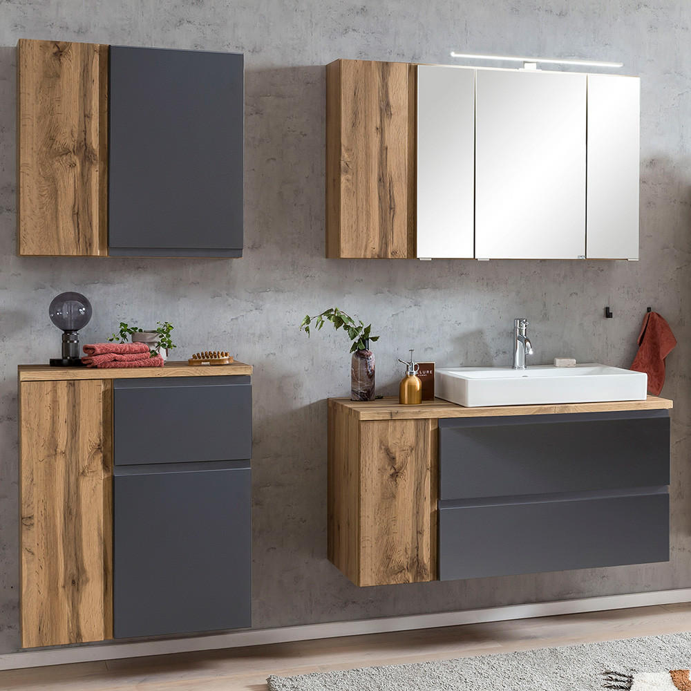 Lomado Badmöbel-Set Grau 185x200x47 cm
