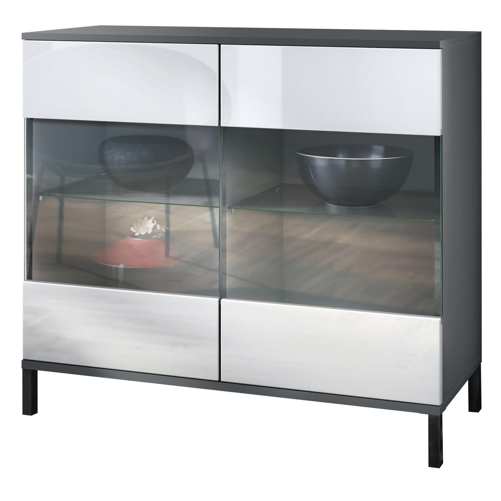 Vladon Kommode Weiß Hochglanz 92.5x83.5x35 cm