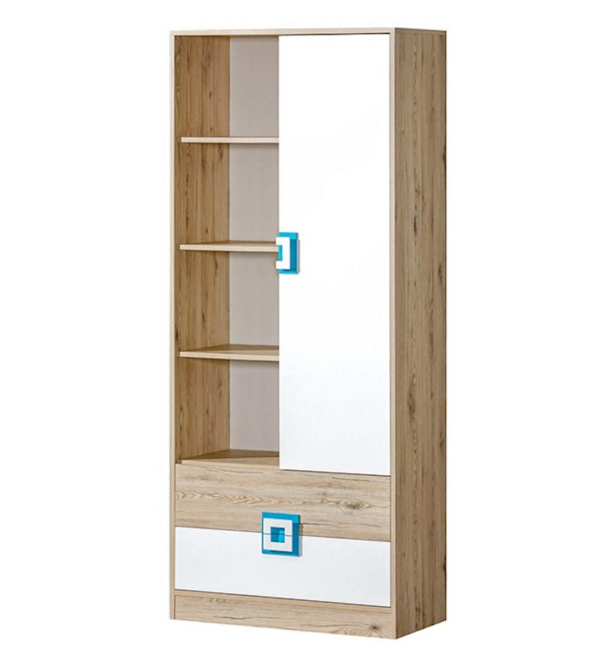JUGENDZIMMER-SET Nico 6-teilig Eiche hell / Weiß-Farbapplikationen Türkis 494 / 204 / 190 cm - Hellbraun/Eichefarben, Holz/Holzwerkstoff (494/190/204cm) - Feldmann-Wohnen