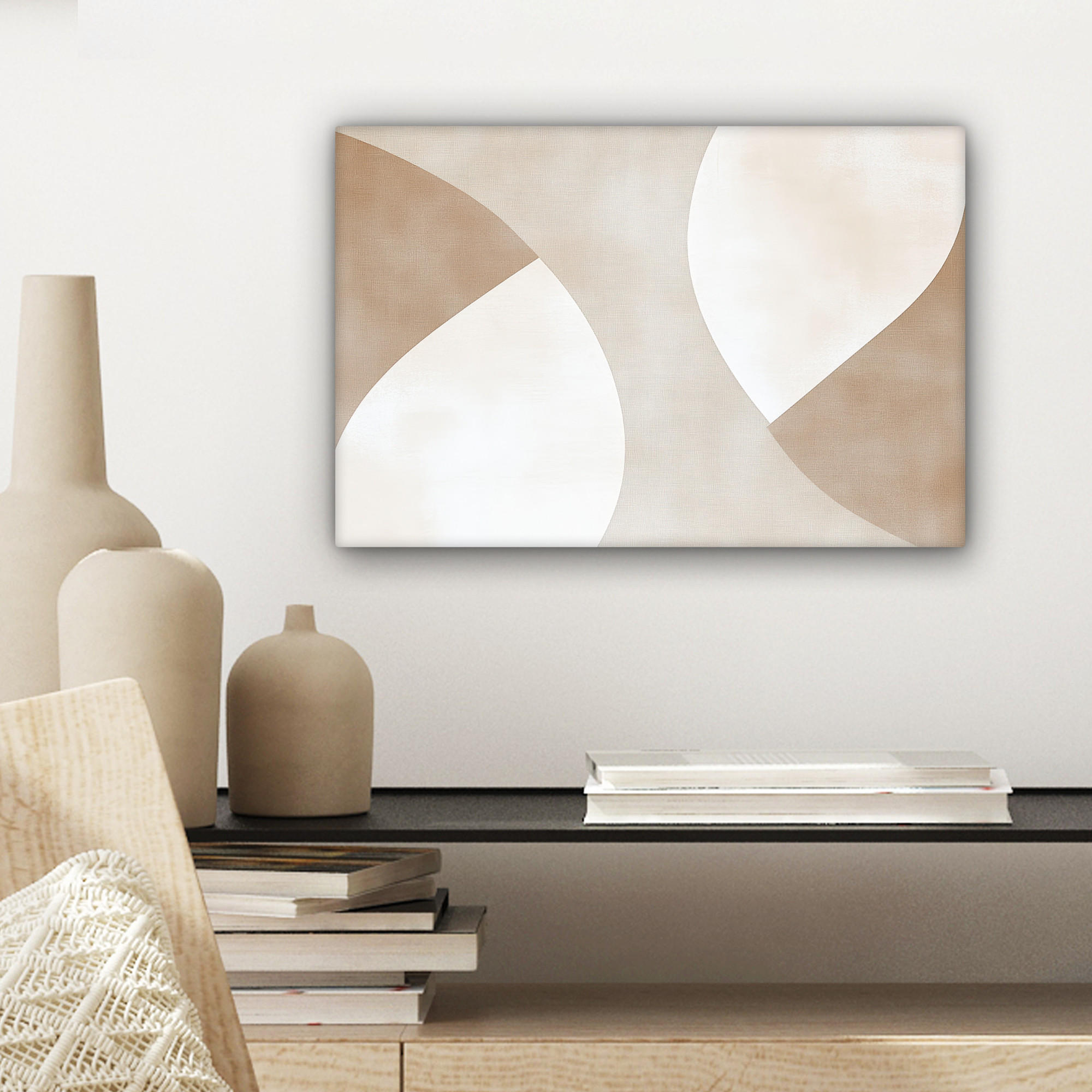 LEINWANDBILD Braun - Japandi - Abstrakt 30x20 cm - Sandfarben, Textil (30/20cm) - MuchoWow