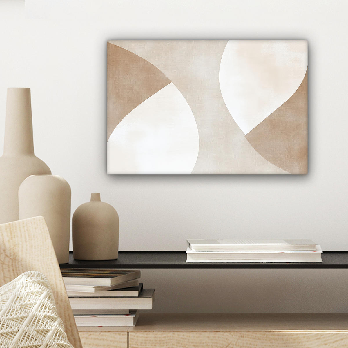 LEINWANDBILD Braun - Japandi - Abstrakt 30x20 cm - Sandfarben, Textil (30/20cm) - MuchoWow