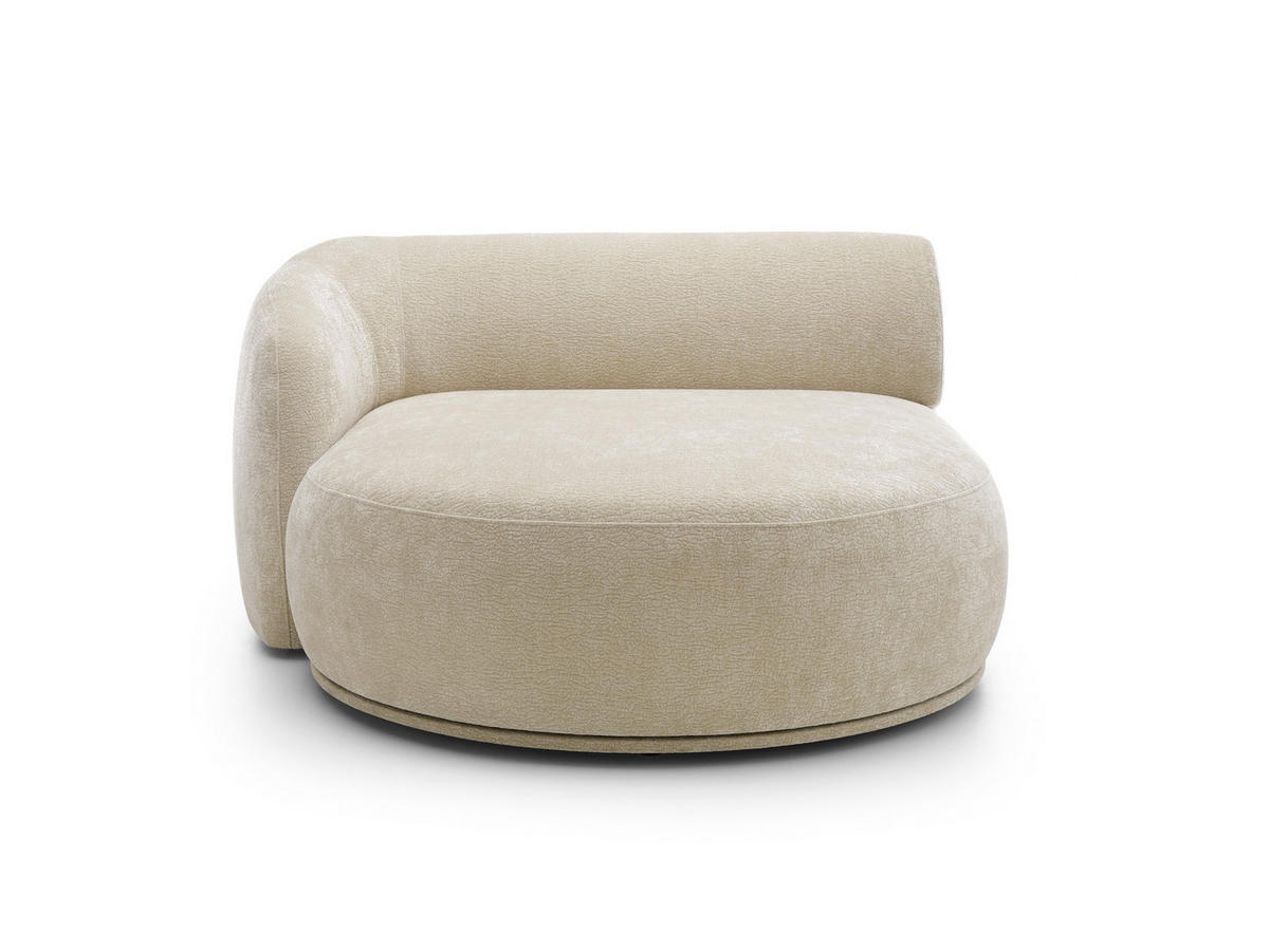 ECKSOFA Nobis Beige, Modulares Sofa mit abgerundeter Seite und Dreieckspouffe, linke seite - Beige, Holzwerkstoff/Textil (357/147cm) - Bettso