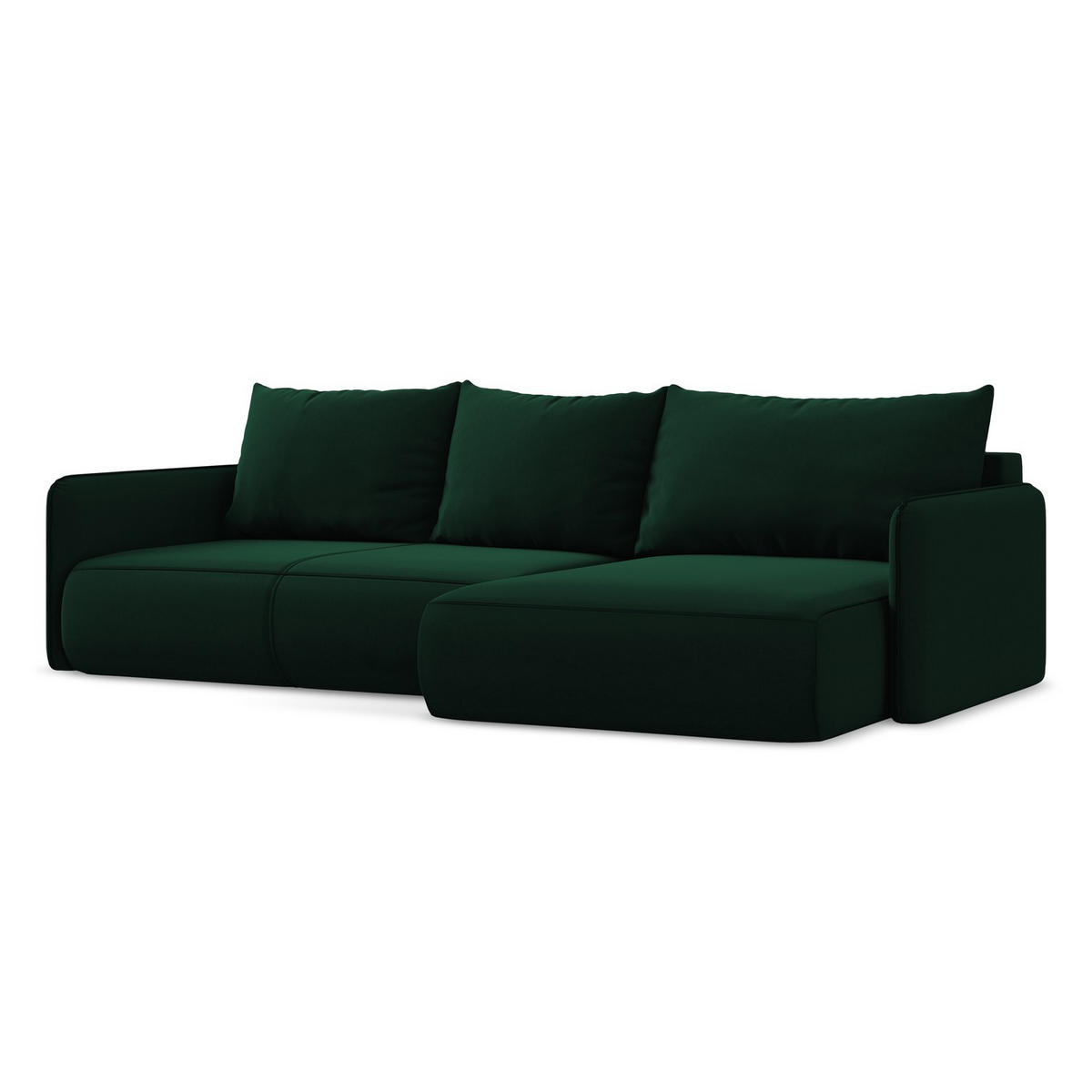 ECKSOFA mit Schlaffunktion Samt Stoff Grün - Dunkelgrün/Schwarz, Kunststoff/Textil (240/148cm) - LaMiaSofa