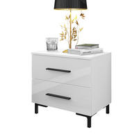 NACHTTISCH LINA mit Beinen, Hochglanz, LED - Weiß, Holzwerkstoff (55/52/37cm) - Lookway
