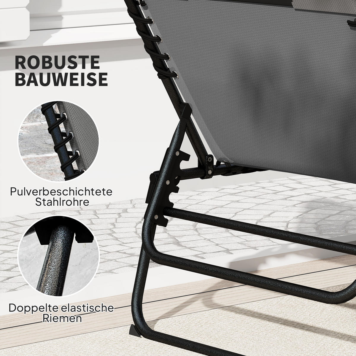 SONNENLIEGE SET 2 TLG. Faltbar Grau - Dunkelgrau, Textil/Metall - Outsunny