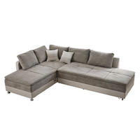 ECKSOFA-DAUERSCHLÄFER Doppelbett 306/223/95 cm Boxspring Federkern Topper, Schwenkteil rechts, Kunstleder Beige+Mikrofaser Grau Braun / 15102 - Chromfarben/Beige, Textil/Metall (306/223cm) - luma-home