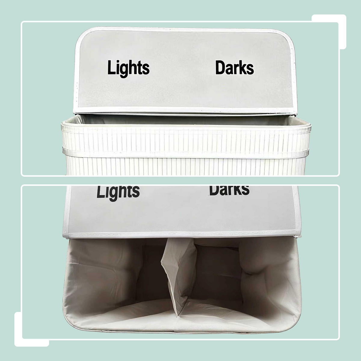 WÄSCHEKORB - Weiß, Holz/Textil (52/60/32cm) - Relaxdays