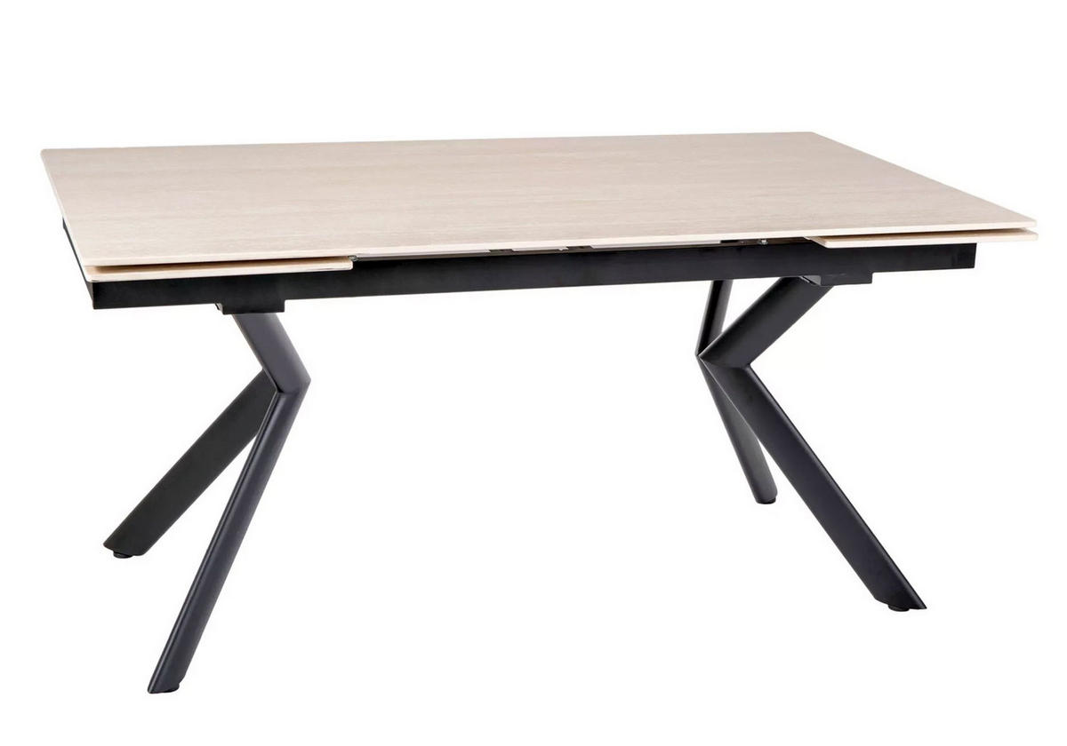 ESSTISCH Orton Travertin Beige / Schwarz Matt 160-240 / 90 / 75cm - Beige/Schwarz, Holz/Keramik (90/240/75cm) - Feldmann-Wohnen