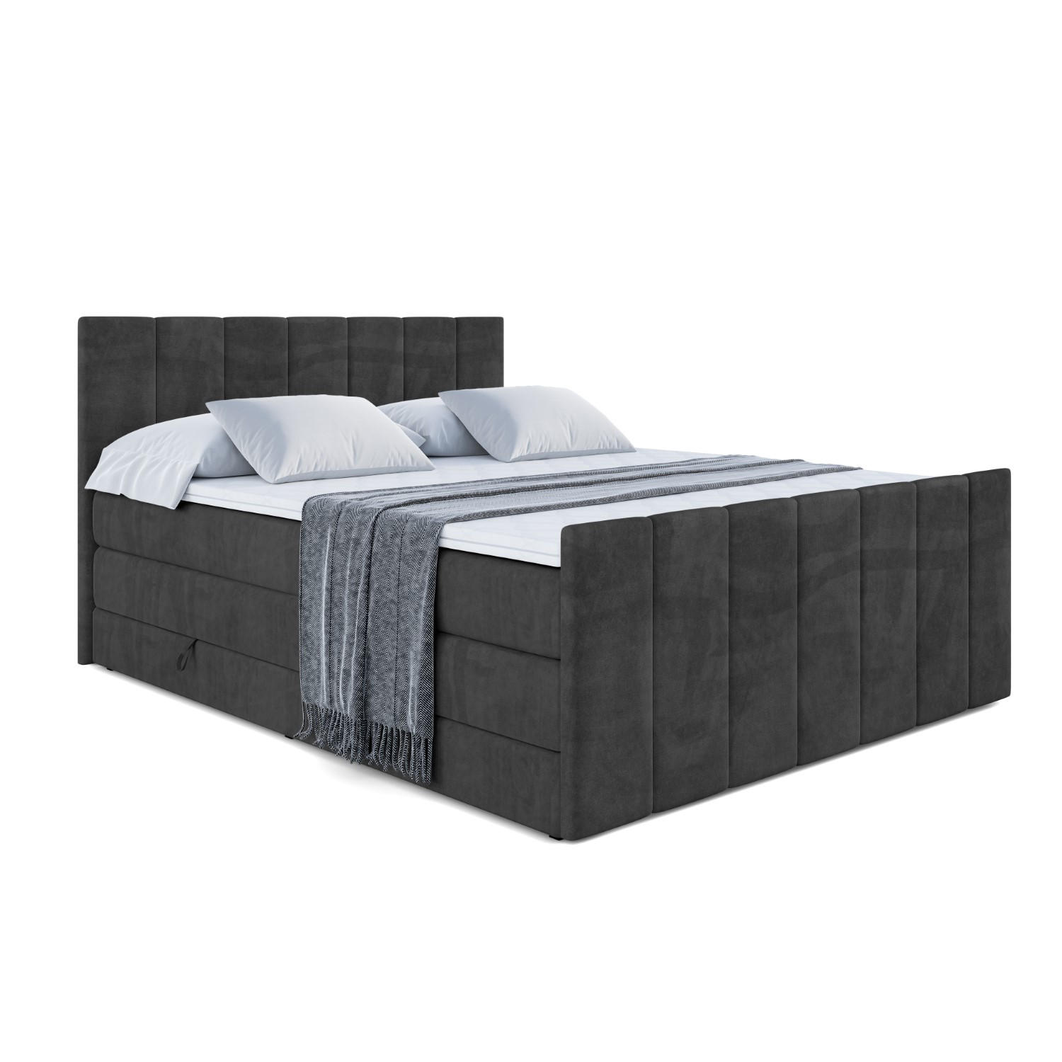 BOXSPRINGBETT MOETI-Z KING - 140x200 - H3/H4 - Schwarz - Schwarz, Holzwerkstoff (140/200cm) - ALTDECOR
